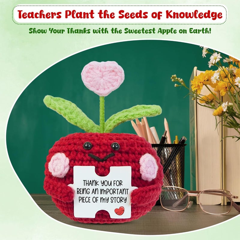 OASSIE Valentines Day Gifts for Teachers - Mini Positive Apple Crochet with Card - Appreciation Thank You Birthday Graduation End of Year School Valentine Gifts for Teacher Students Women - Image 5